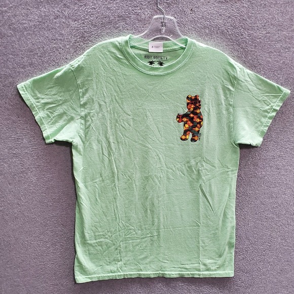 Riot Society Men T-Shirt Medium Green Teddy Bear Logo Graphic Pineapple Fill Tee - Picture 1 of 7